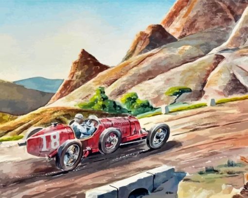 Red Old Race Car Diamond Paintings