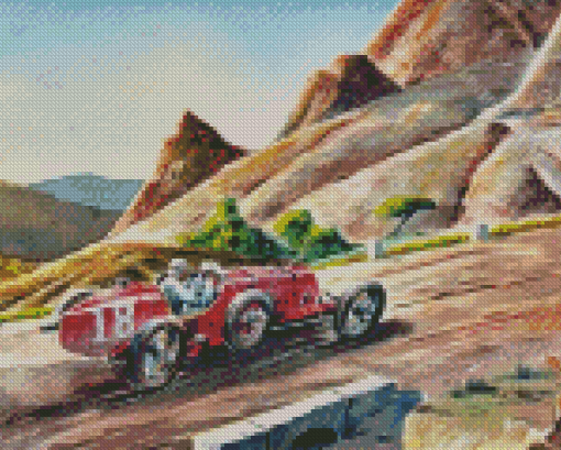 Red Old Race Car Diamond Paintings