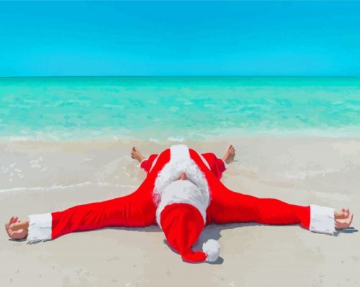 Santa On The Beach Diamond Paintings