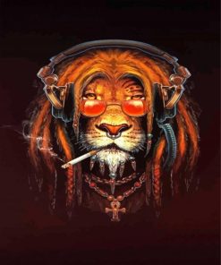 Smoking Lion Diamond Paintings