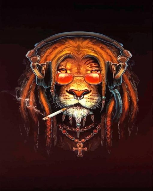 Smoking Lion Diamond Paintings