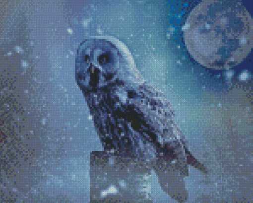 Snow Owl Moon Diamond Paintings