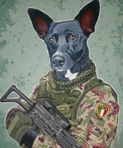 Soldier Army Dog Diamond Paintings