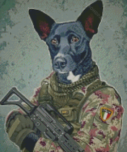 Soldier Army Dog Diamond Paintings