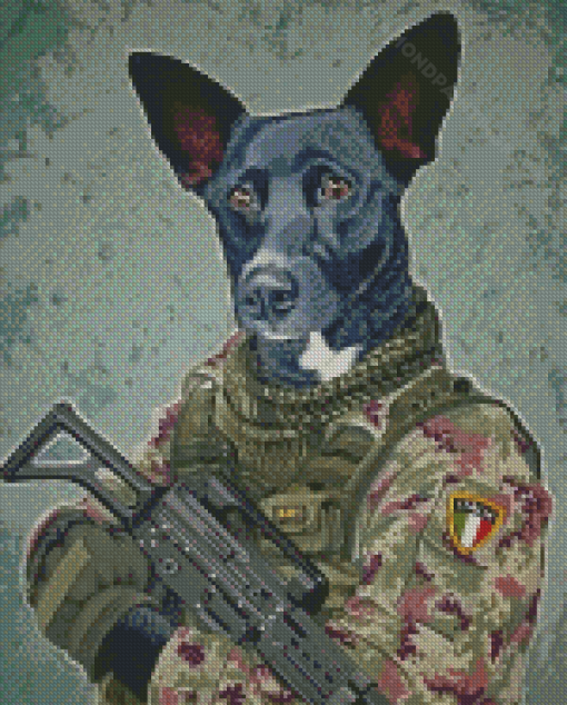 Soldier Army Dog Diamond Paintings