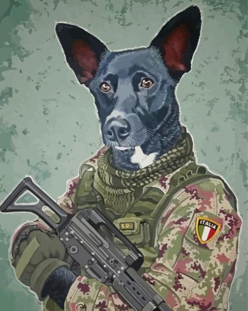 Soldier Army Dog Diamond Paintings