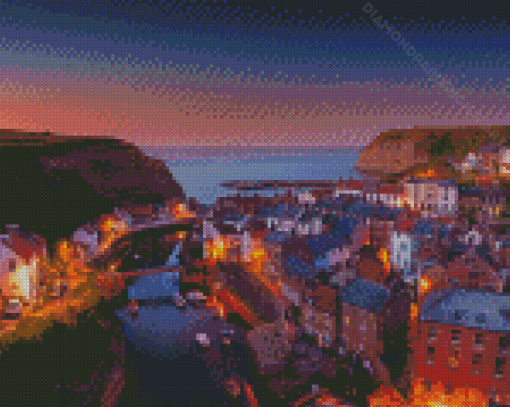 Staithes Village Sunset Diamond Paintings