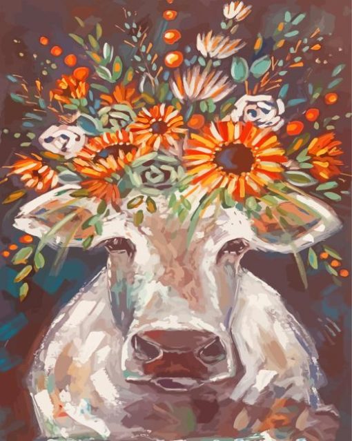 Sunflower Head Cow Diamond Paintings