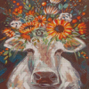 Sunflower Head Cow Diamond Paintings