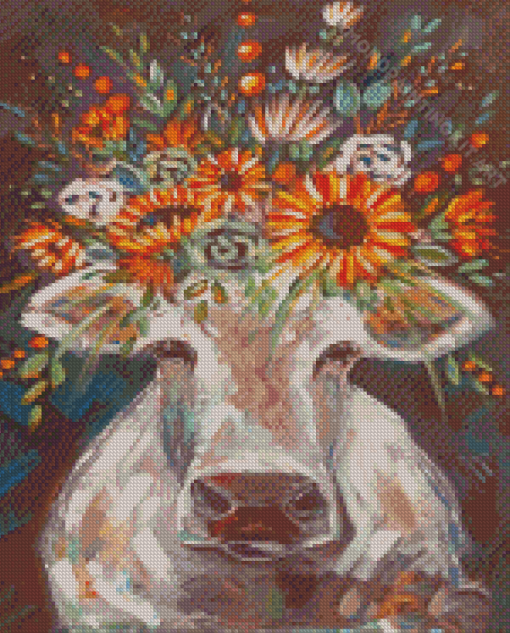 Sunflower Head Cow Diamond Paintings