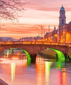 Sunset At Liffey River Dublin Diamond Paintings