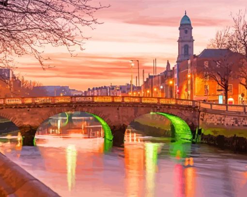 Sunset At Liffey River Dublin Diamond Paintings