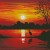 Sunset By The Lake Illustration Diamond Paintings