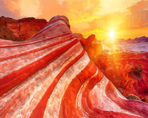 Valley Of Fire At Sunset Diamond Paintings