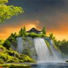 Waterfall House Diamond Paintings