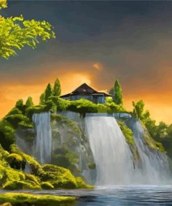 Waterfall House Diamond Paintings