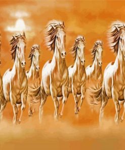 White 8 Horses Diamond Paintings