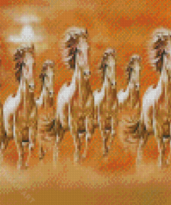 White 8 Horses Diamond Paintings