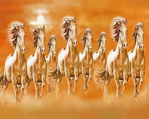 White 8 Horses Diamond Paintings