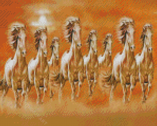 White 8 Horses Diamond Paintings