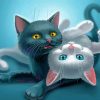 White And Cute Black Kittens Diamond Paintings