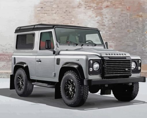 White Land Rover Defender Car Diamond Paintings