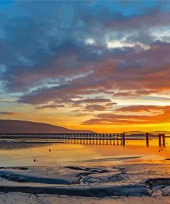 Winter Sunset Barmouth Wales Diamond Paintings