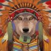 Wolf And Feather Headress Diamond Paintings