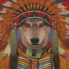 Wolf And Feather Headress Diamond Paintings