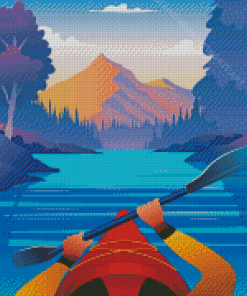 Aesthetic Kayak On A Lake Diamond Paintings