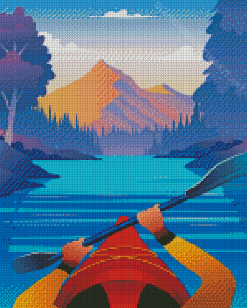 Aesthetic Kayak On A Lake Diamond Paintings