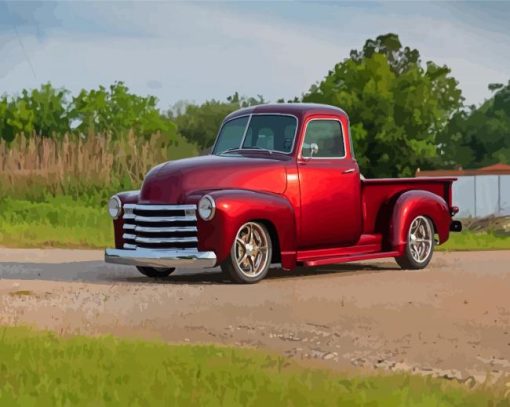 Aesthetic Red 51 Chevy Truck Diamond Paintings