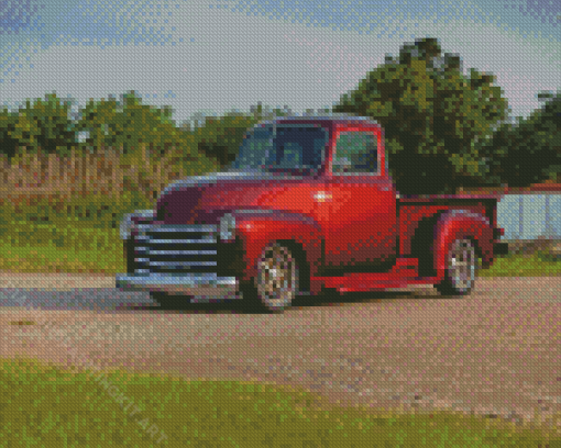 Aesthetic Red 51 Chevy Truck Diamond Paintings