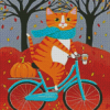 Cat On Bicycle Diamond Paintings