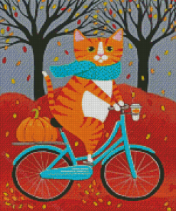 Cat On Bicycle Diamond Paintings