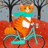 Cat On Bicycle Diamond Paintings