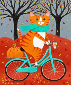 Cat On Bicycle Diamond Paintings