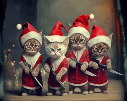 Christmas Mad Cats Diamond Paintings