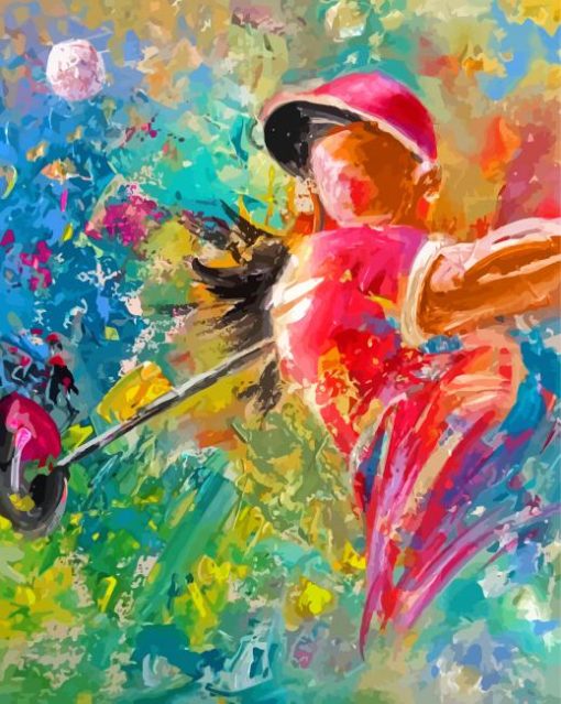 Colorful Abstract Woman Golfer Diamond Paintings