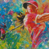 Colorful Abstract Woman Golfer Diamond Paintings