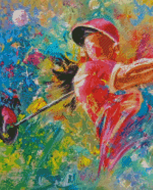 Colorful Abstract Woman Golfer Diamond Paintings