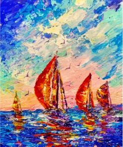 Colorful Sailboats Abstract Diamond Paintings