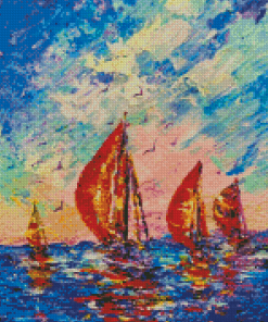 Colorful Sailboats Abstract Diamond Paintings