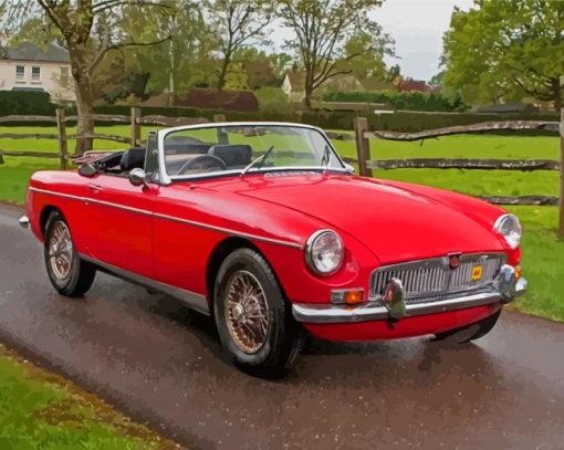 Cool Red Mg Roadster Diamond Paintings