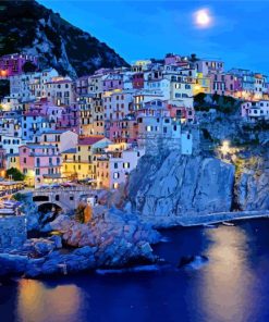 Moon Night In Manarola Diamond Paintings