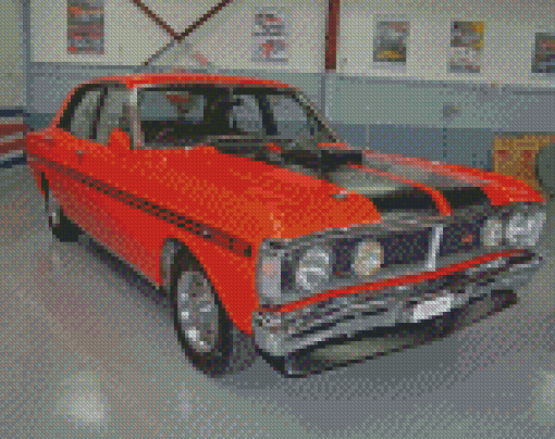 Orange Xy Ford Car Diamond Paintings