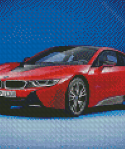 Red Bmw I8 Car Diamond Paintings