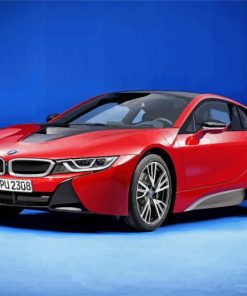 Red Bmw I8 Car Diamond Paintings