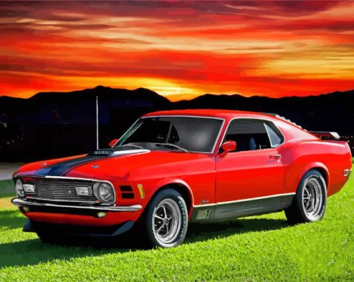 Red Mustang Mach 1 Diamond Paintings