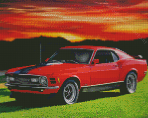 Red Mustang Mach 1 Diamond Paintings